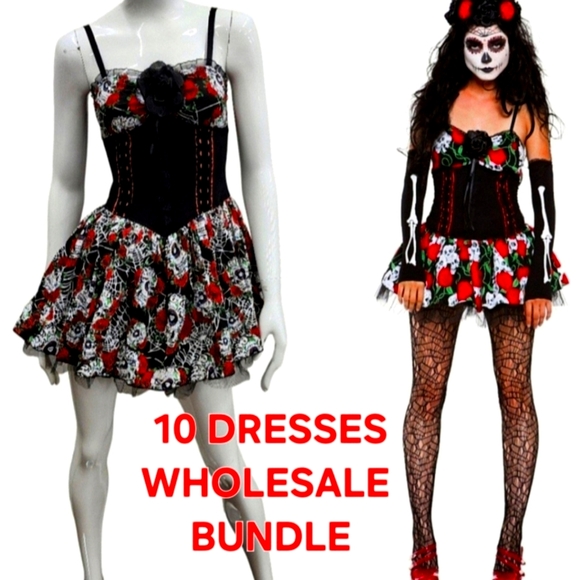 Hot Topic Wholesale Bundle Sugar Skulls Corset Tulle Mini 10 Dresses M NWT - Picture 1 of 12